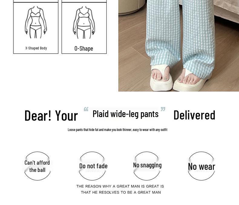 Women's Summer Retro Plaid Wide-Leg Pants - High Street Chic