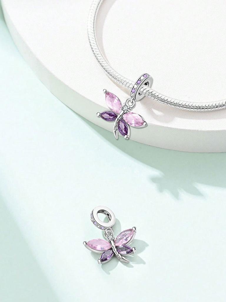 Copper Metal Plated Authentic Original Charm Bead Components VPink Flower Bow Dragonfly Bead Components Compatible With Bracelet High Quality Fine