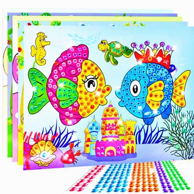 4pcs Children DIY Diamond Stickers Handmade Crystal Paste Painting Mosaic Puzzle Toys Random Color Kids Stickers Gift TMZ