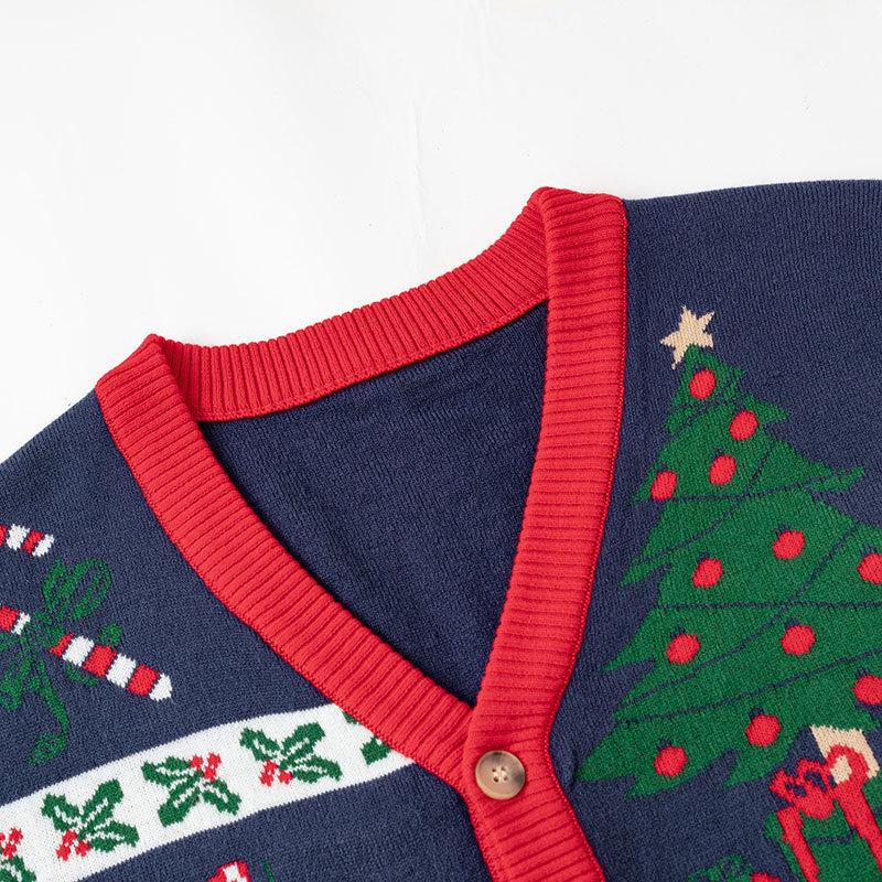 2026 European & American Unisex Christmas Jacquard Knit Cardigan Sweater