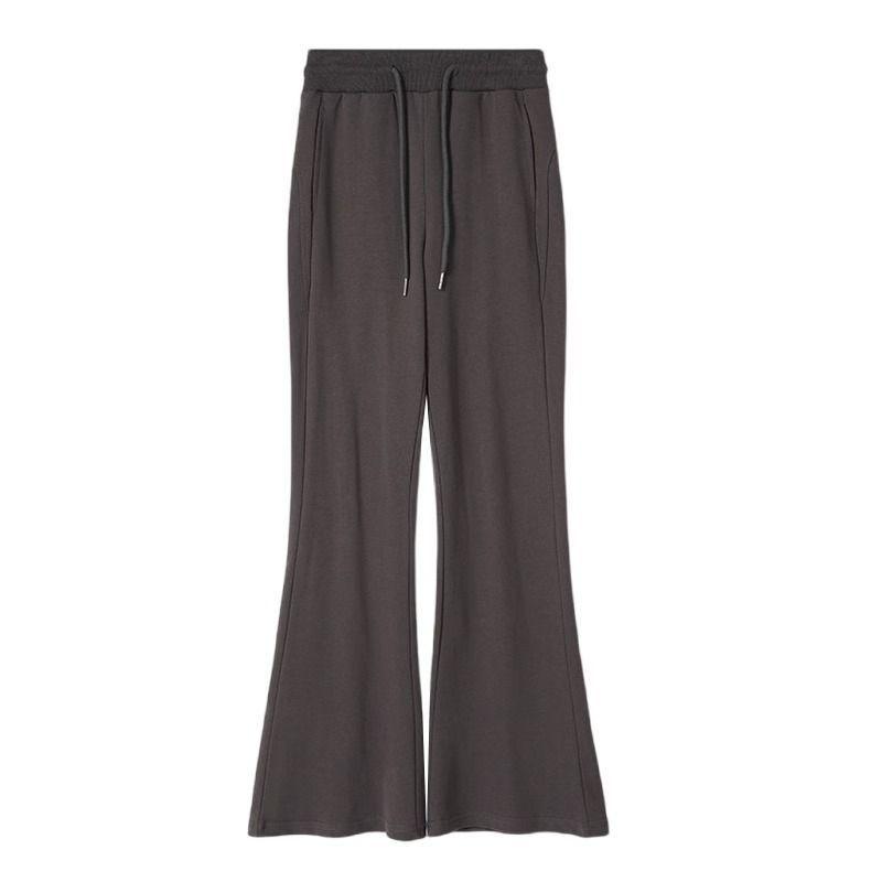 Grey micro-flared pants women's spring new high-waisted and thin casual sweatpants drape straight wide-leg sweatpants