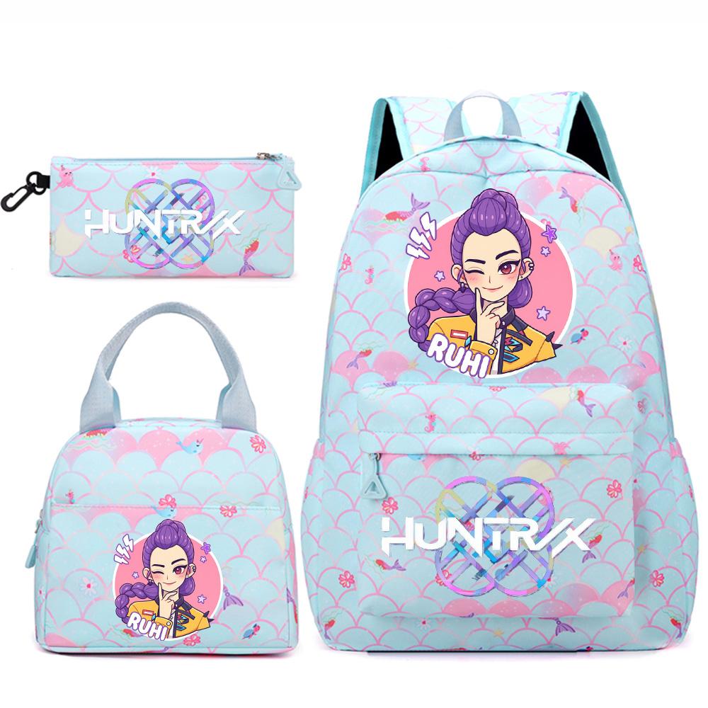 3Pcs/set Cute Kpop Printed Backpack Handbag Pencil Case for Teenger Student Girl Boy Schoolbag Kid Bookbag Large Capacity Travel Bag Gift Mochila