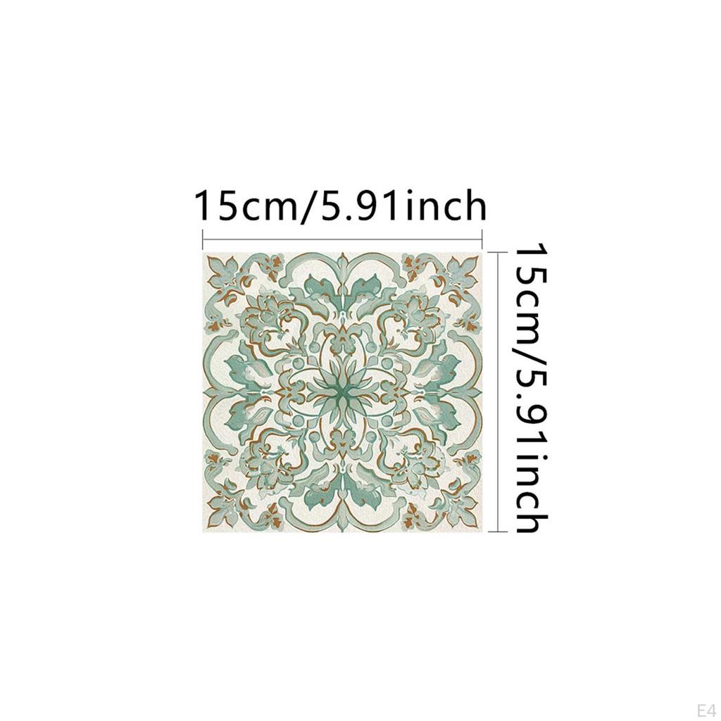 Square Vintage Flower Tile Stickers Home Wall Decor