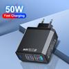 50W 4 Ports USB Charger Fast Charging EU/US Plug Wall Charger for IPhone Samsung Xiaomi Huawei Quick Charge Phone Charge Adapter