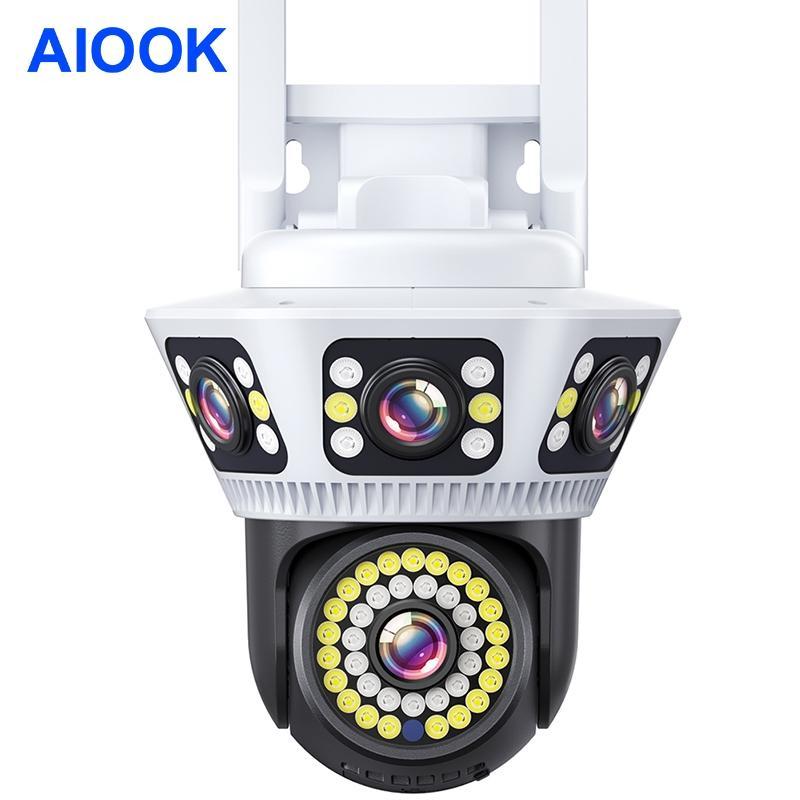 

AIOOK 3 Lens HD 12MP 4K WFI Камера безпеки 360° Кут огляду Зовнішня Водонепроникна IP CCTV Двосторонній аудіодомофон Нічне бачення PIR Виявлення рухомих об єктів Camera+128GB