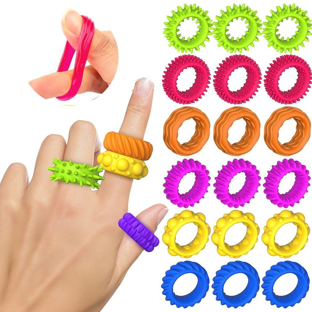 12 pcs/set Stretchy Kids Sensory Rings Decompression Fidget Ring New Fidget Toys  Kids with Autism