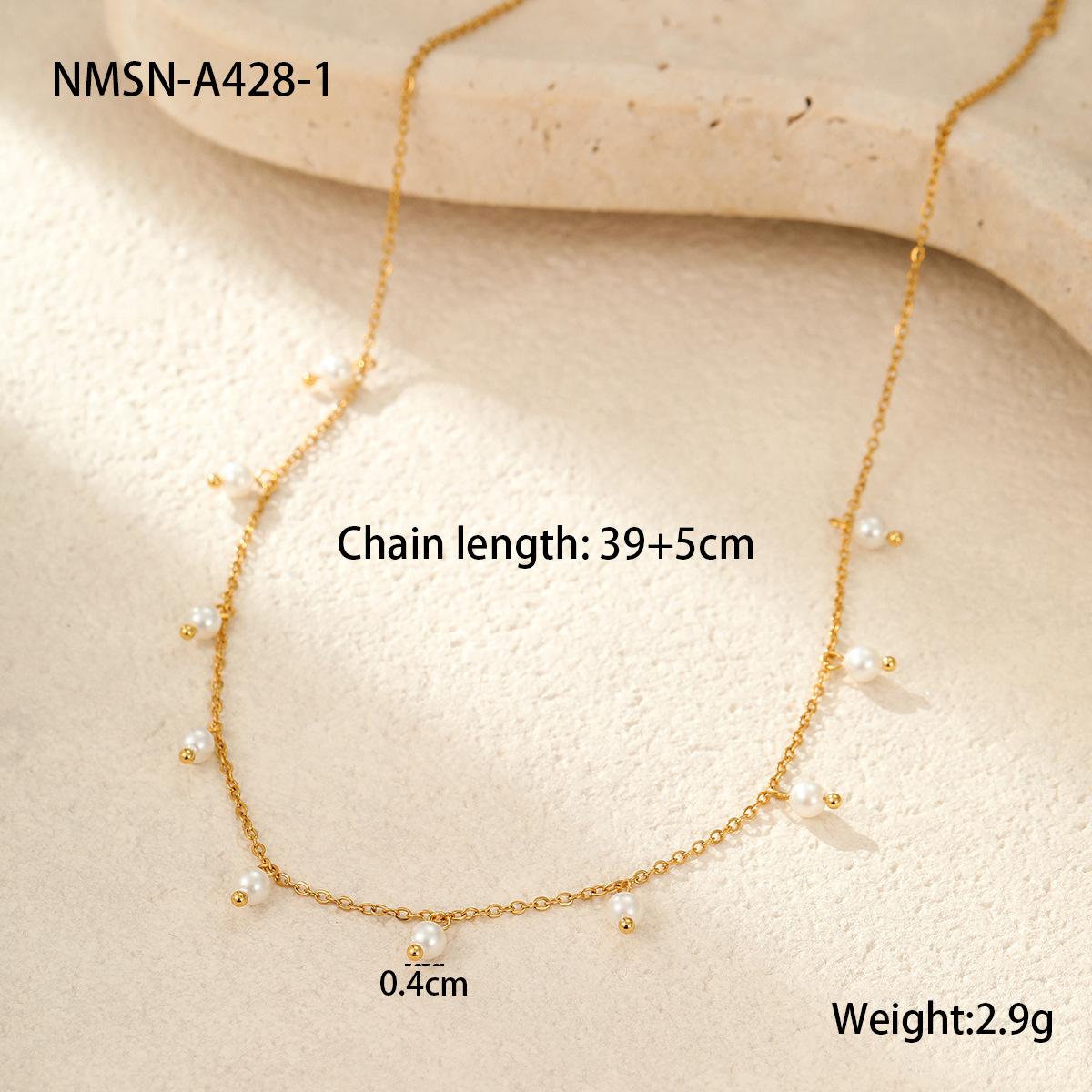 GEMCHIC Women s 18K Gold Plated Stainless Steel Faux Pearl Tassel Chain Necklace Minimalist Luxury Collarbone Chain
