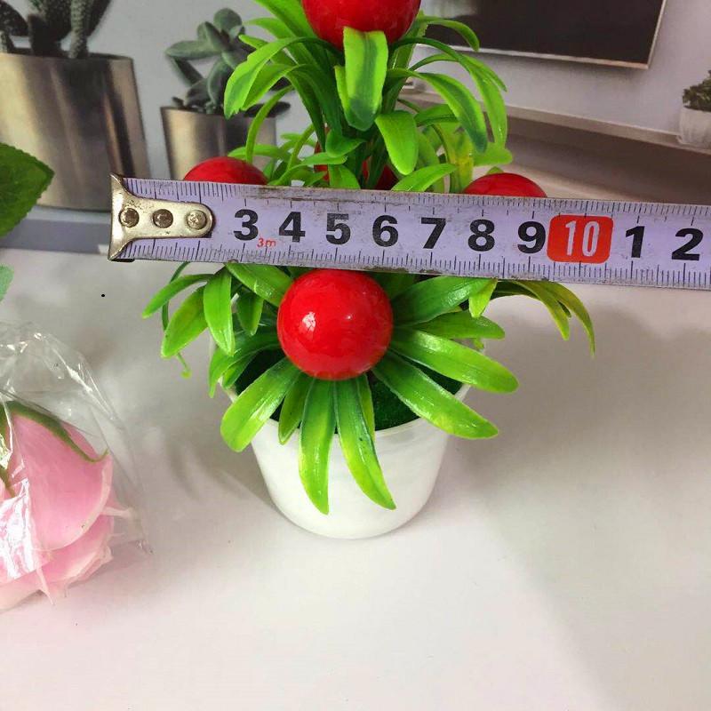 Simulate Large Five Red Fruit Mini Artificial Flower Potted Decorations Desktop