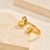 Open Adjustable Butterfly Heart Ring for Women, Hypoallergenic Stainless Steel Gold Color Aesthetic Fashion Jewellry Accessories