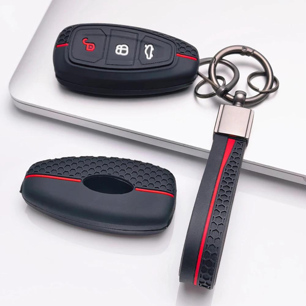 Car Key Pack For Ford St Line Fiesta Focus Mondeo Ecosport Kuga Puma Edge Escape Metallic Silicone Car Key Fob Case Accessories