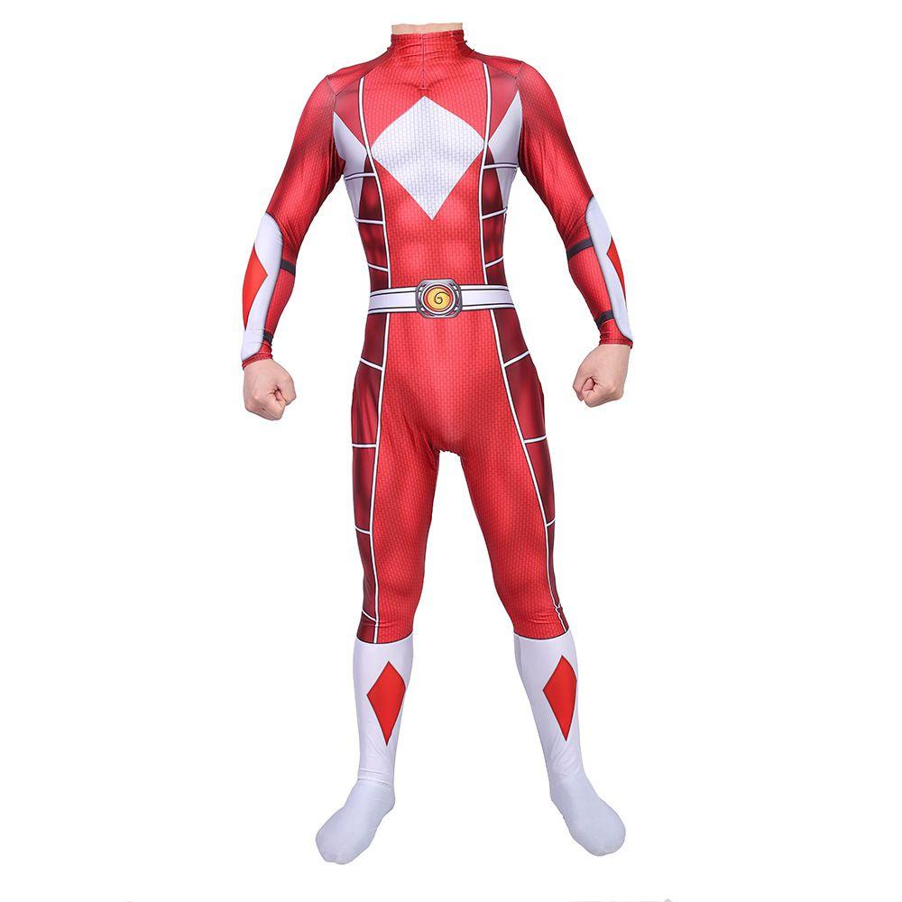 Halloween Power Rangers Bodysuit Spandex Cosplay Costume Unisex Kids Party Adult