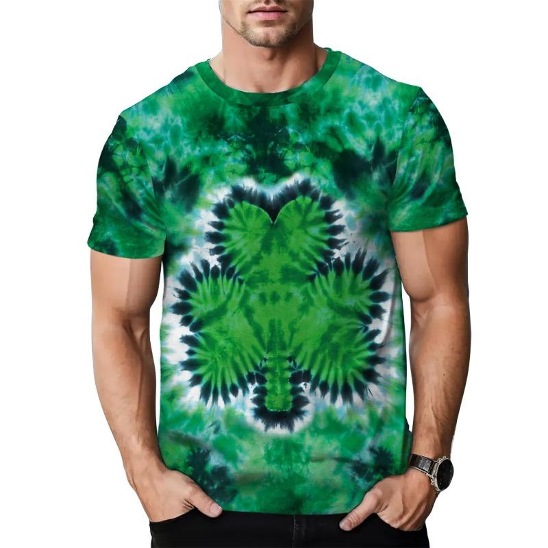 2025 New Spring Foreign Trade St. Patrick's Day 3D Digital Printed Round Neck Short Sleeved Men's T-shirt