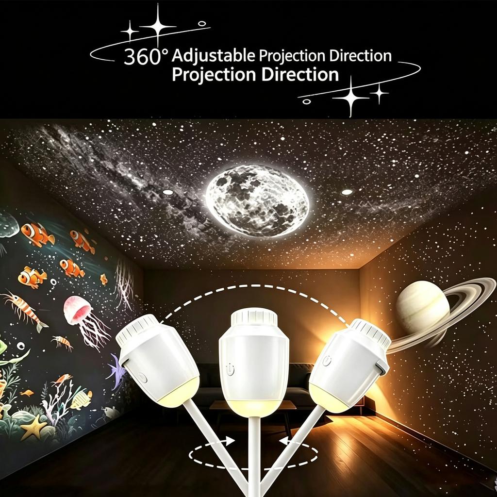 2026 Mini Galaxy Star Projector Night Light, USB 2-in-1 HD Smart Dynamic 3D Holographic Atmosphere Lamp, for Car & Bedroom Decor