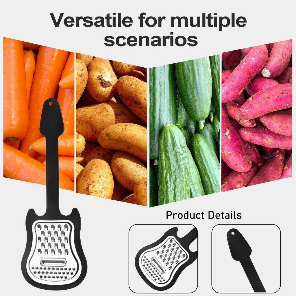 Stainless Steel Cheese Grater | Food Grater And Chopper Guitar Design | Kitchen Handheld Grater | Comfort Grip Kitchen Food Grater, Kitchen Pulper