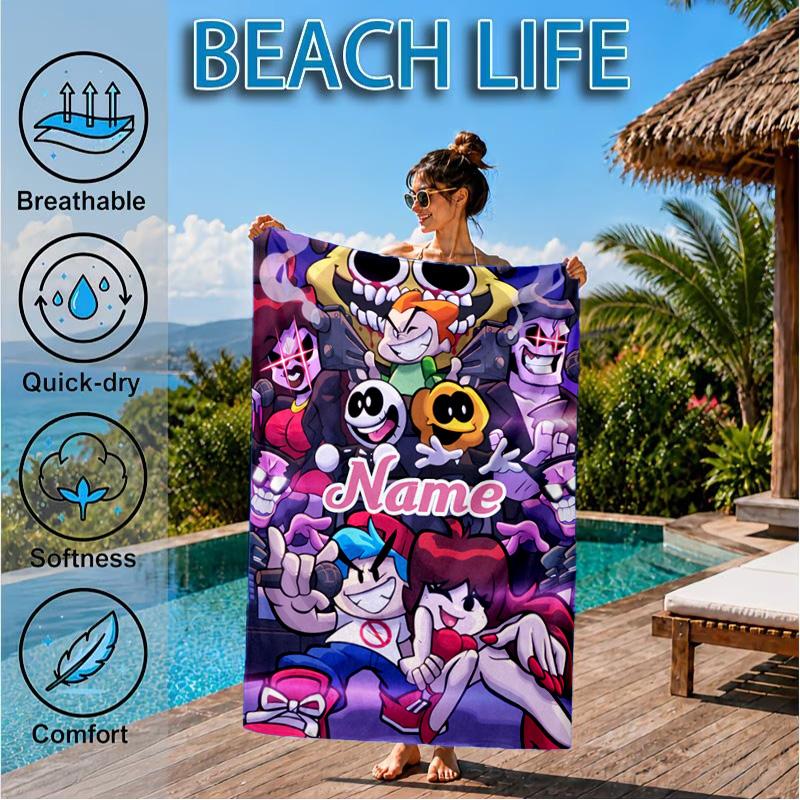 Custom Name Friday night Beach Towel Microfiber Beach Towel, Lightweight and Quick-Dry, for Summer Travel, Swimming Pool Gift