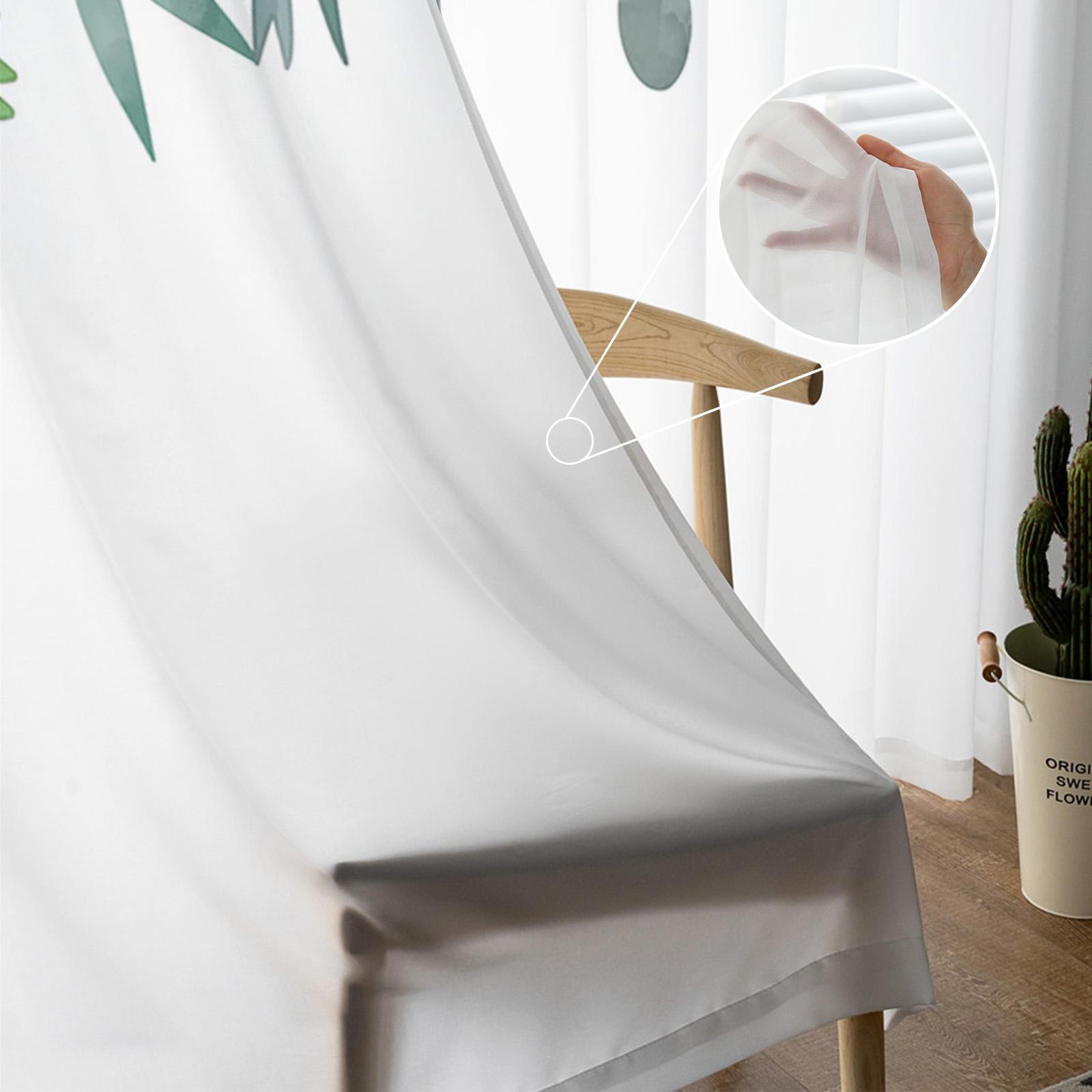 Растения Цветы Акварель Оранжевый Зеленый Прозрачная Занавеска Для Окна Тюлевые Шторы — фото 5