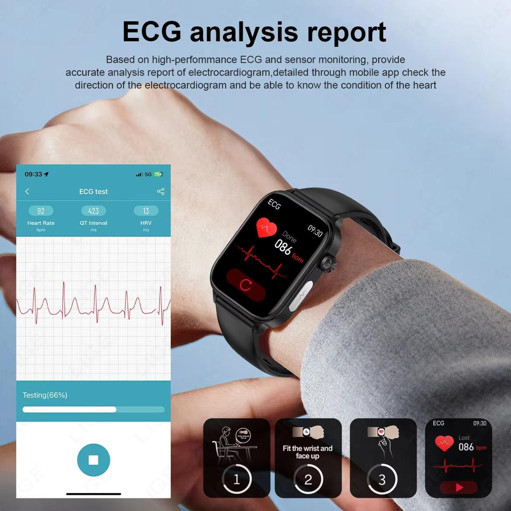 2025 New ECG+PPG AI Healthy Diagnose Smart Watch Men Women Blood Lipid Uric Acid Female Menstrual Health Tracker Smartwatch