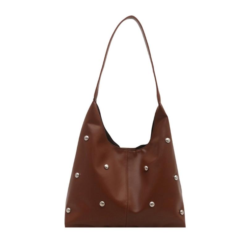 Crescents Shoulder Bags for Women Cute Hoboes Toted Handbag Under the Arm Purses Punk Rivet Clutches Purse with Buckles
