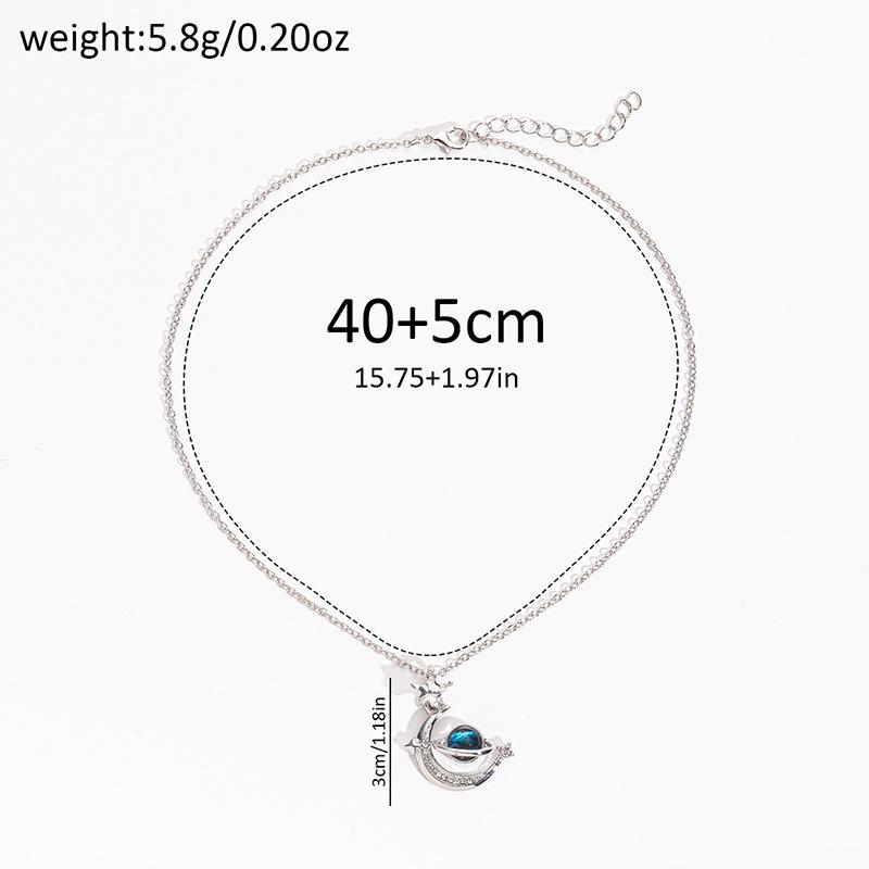 2024 Autumn Rhinestone Star & Moon Pendant Necklace for Women