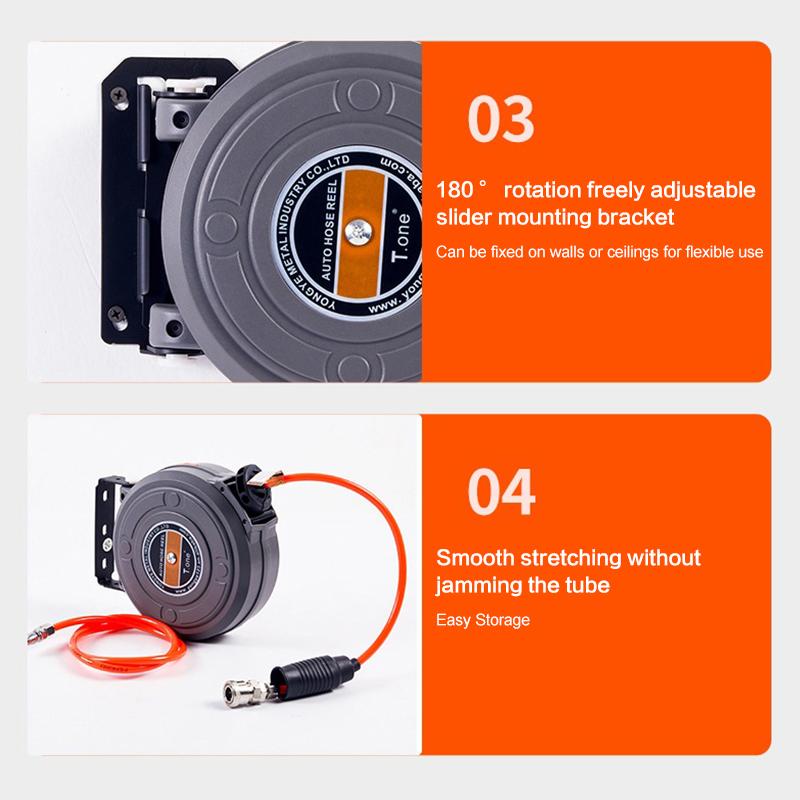 Geri Çekilebilir Hava Hortumu Makarası Otomatik Geri Çekilebilir Kompakt Hava Kolay Kurulum Araba Yıkama Bahçe Sulama Su Hortumu Tutucu İçin