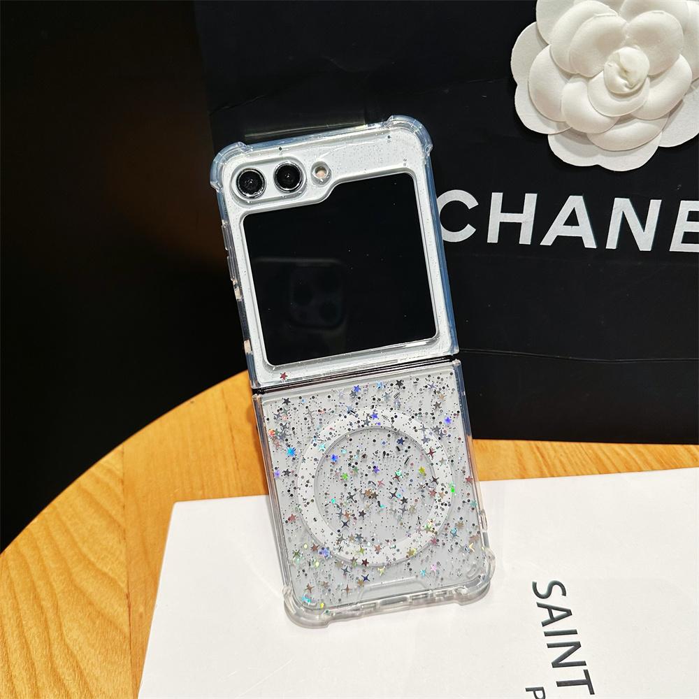For Magsafe Glitter Gradient Case for Samsung Galaxy Z Flip 6 5 4 3 Magnetic Bling Star Soft Shockproof Cover for Samsung Flip6