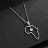 Hollow Heart-Shaped Love Titanium Steel African Map Necklace Temperament Ethnic Style Jewelry