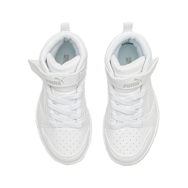 Puma Rebound V6 Synthetic Leather Comfortable Versatile Mid-Top Kids Sneakers Kids Sneakers White Gray 393832-05