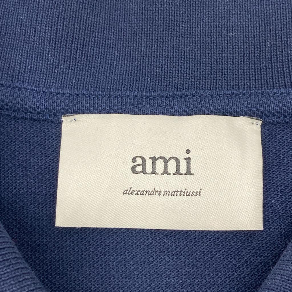 Ami Paris Navy White Logo Polo Shirt Tops L NavyUsed