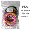 PLA 3D Printing Pen Filament: 1.75mm, 2m/3m/5m/10m Lengths, 40 Colors Available