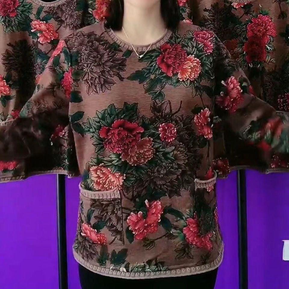 

Autumn and Winter Pocket Long-sleeved Plus Velvet Warm Bottoming Shirt Women s Clothing L