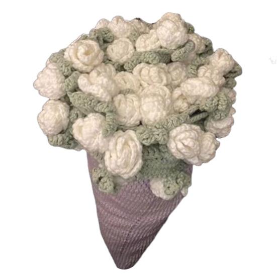 Crochet Flower Blanket Handmade Rose Bouquet Blanket Lily of The Valley Crocheted Bouquet