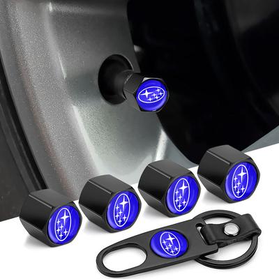 Car Badge Keychain Keyring with Tire Valve Cap Car Accessories For Impreza Legacy WRX STI BRZ XV WRC Forester Crosstrek Outback