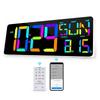 Multifunctional LED Digital Wall Clock 13inch with Remote Controls, Big Screen for Easy Viewing, Temperature and Date