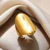 Stainless Steel Geometric Rings For Women Men Gold Color Wide Oval Jewelry Hippie Punk Opening Ring Wedding Party Gift