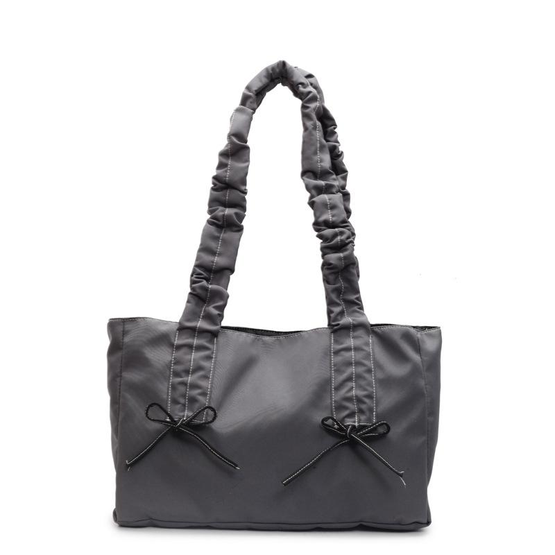 Korean version of fashion bow shoulder bag 2025 new large-capacity pleated tote bag slack foreign style handbag