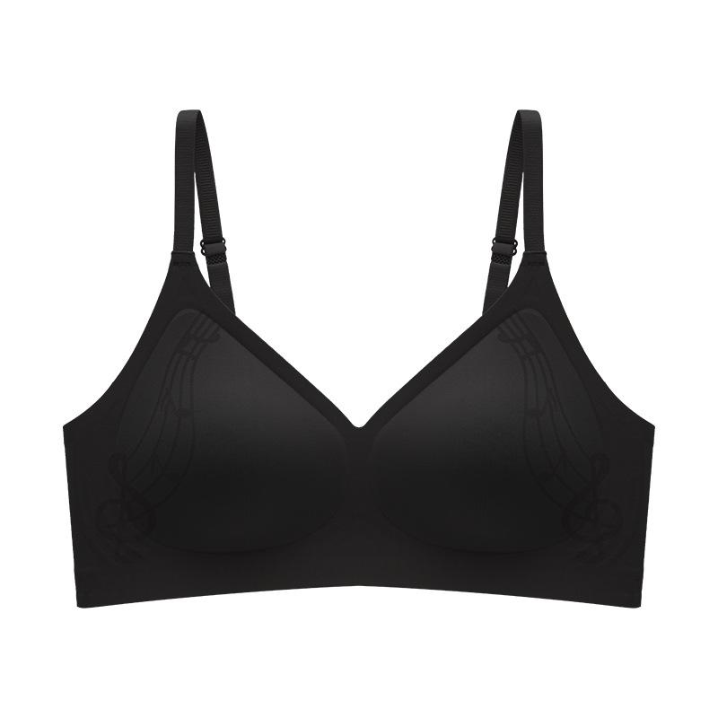 

Traceless underwear, women s small breasts gather, no steel ring, upper support, secondary breasts flat chest, large bra XL чёрный