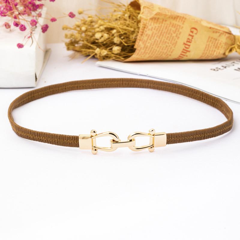 

Креативный пояс с металлической пряжкой, тонкая эластичная резинка на талии, украшение для платья, пояс на брюках, женские тканевые аксессуары