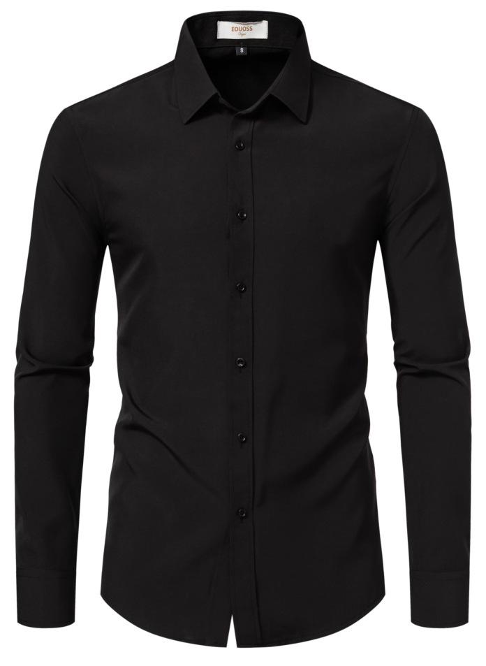 Camisa de Negocios de Manga Larga para Hombre sin Planchar - Antiarrugas y Ropa Casual de Verano