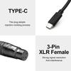 Professional USB C Male to 3Pin Female Mic Cable Dynamic Mic Recording Cord Converters Wire for Dynamic Microphones