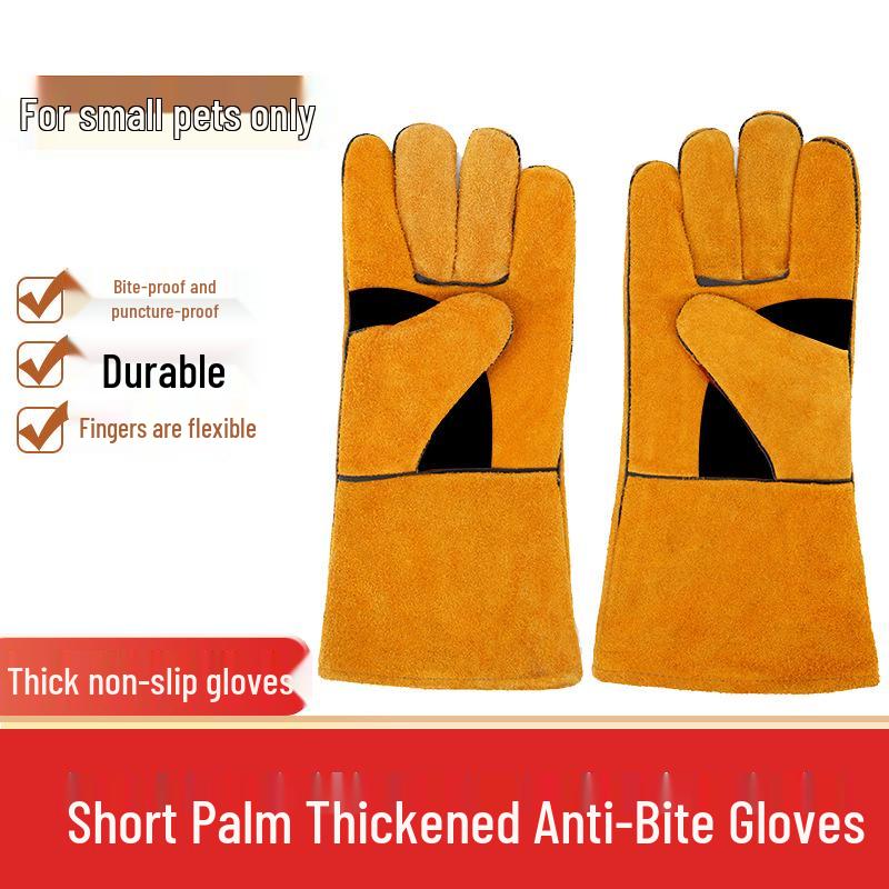 Tear-Resistant Cowhide Anti-Scratch and Bite Gloves for Pet Handling and Grooming
