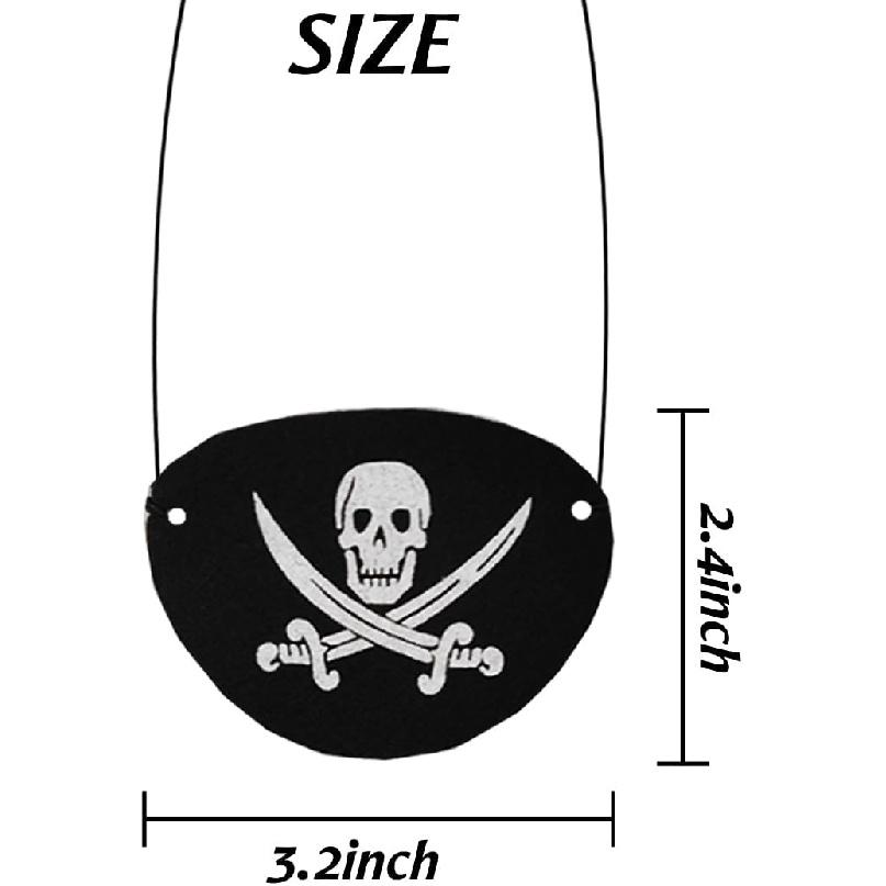 RONYOUNG 12PCS Pirate Eye Patches Costume Black Felt Single Eye Skull Captain Eye Patches for Carnival Halloween Pirate Theme Party