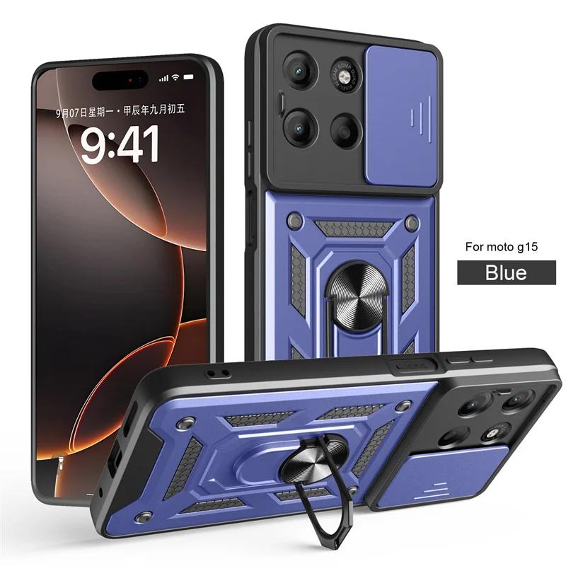 Schutzhülle für Motorola G15 G05 G35 G45 G55 G75 G85 Edge 50 Fusion 5G Schiebekamera Schutz Ringhalter Stoßfeste Hülle Fundas