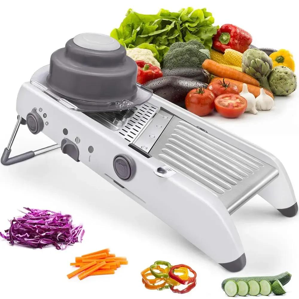 

18 Types Adjustable Mandoline Slicer Stainless Steel Vegetable Julienner Grater Onion Potato Slicer Cutter білий