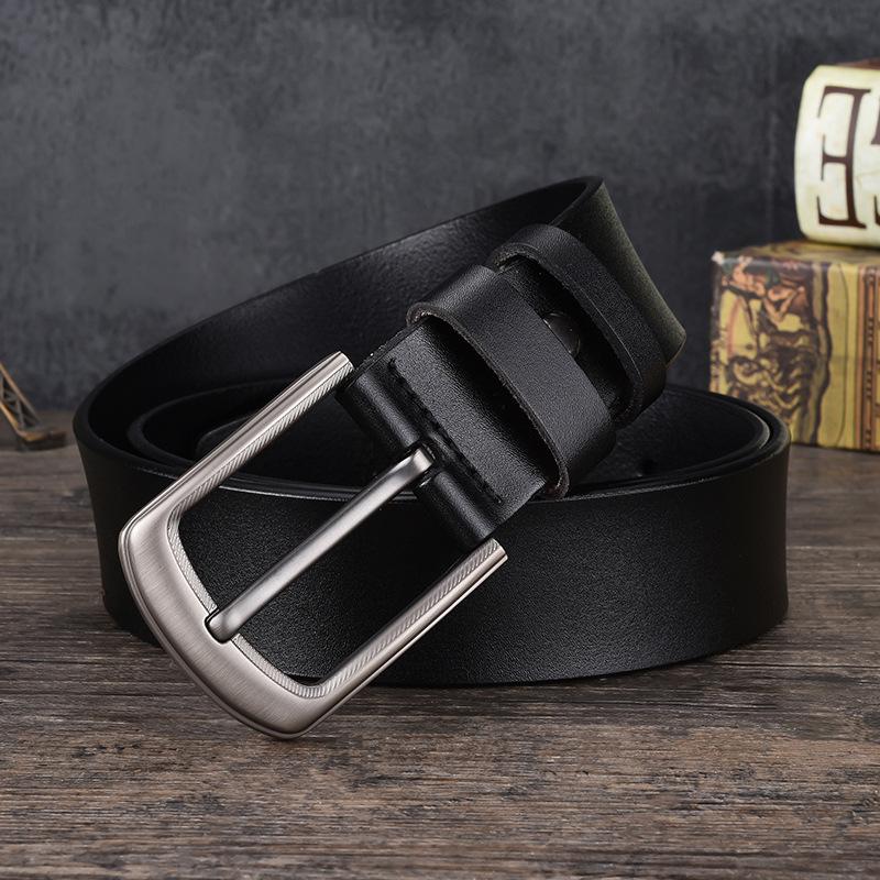 Men'S Leather Belt Retro Cowhide Belt Casual With Jeans Belt