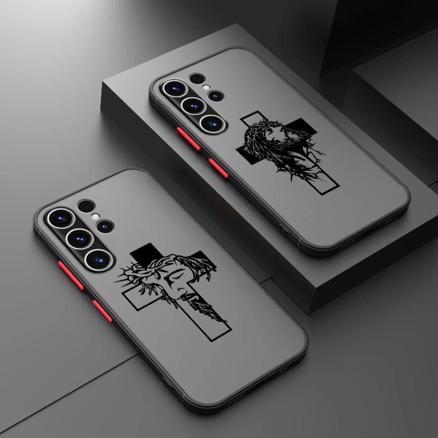 God Cross Art Case for Samsung Galaxy S22 S25 Ultra S23 FE S24 Plus S20 FE Note 20 Ultra 10+ S21 S26 Funda Back Phone Cover