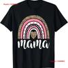 Mama Rainbow Leopard Print Women Mothers Day Outfit Cute Mom T Shirt Vintage Washed Breathable Casual Versatile Stylish