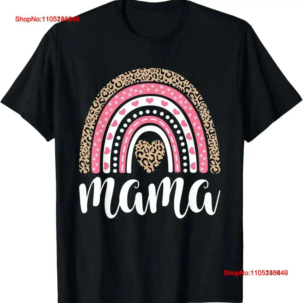 Mama Rainbow Leopard Print Unisex Mothers Day Outfit Cute Mom T Shirt Vintage Breathable Casual Versatile Stylish