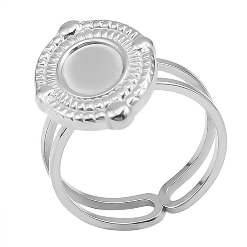 Geometria Semplice Moda Acciaio Inossidabile Anelli Aperti Per Donne Uomini Accessori Colore Argento Cuore Sole Rotondo Base Vuota Fai da Te Anillos
