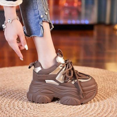 9 cm verhogende dad shoes kleine dikke zool damesschoenen lente en herfst nieuwe sport- en vrijetijdsschoenen vier seizoenen muffin schoenen