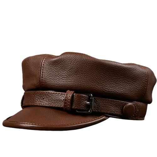 Genuine Cowhide Leather Hats Retro Duckbill
